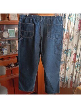 Mens Carpenter Jeans 42x30 Vintage 1980's SEARS ROEBUCKS DENIM UTILITY MADE USA